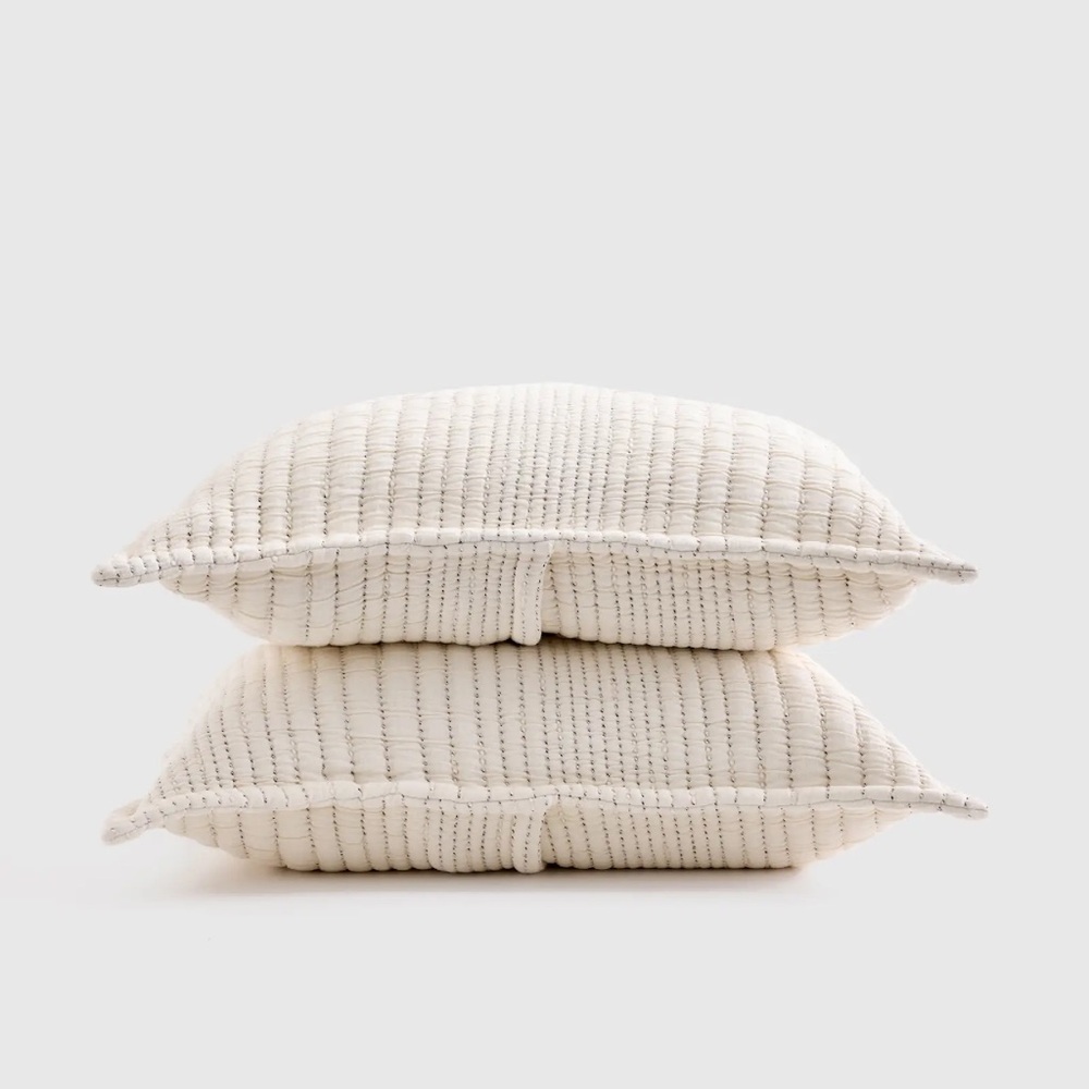 QUINCE Organic Cotton Channel Stitch Sham Set King Undyed 6959